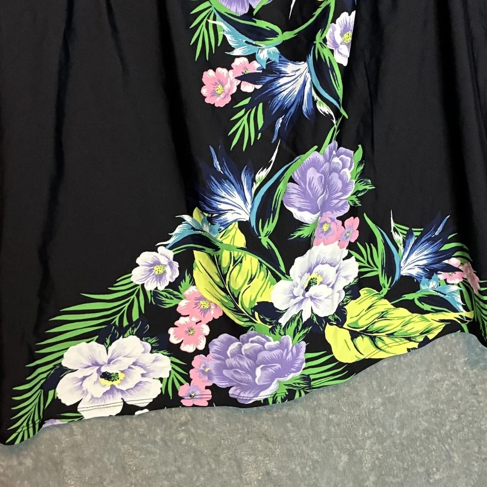 Cacique Women Floral Print Halter Tankini Swim Top 16 Plus Botanical Strappy